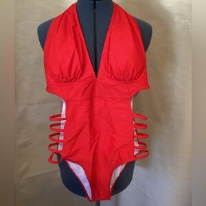 Women’s Red cutout one-piece swimsuit